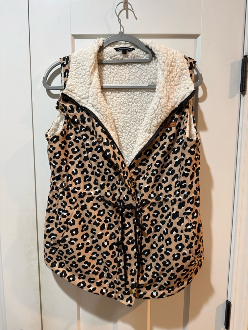 Simply Southern Cream Sherpa-Lined Vest with Black Label